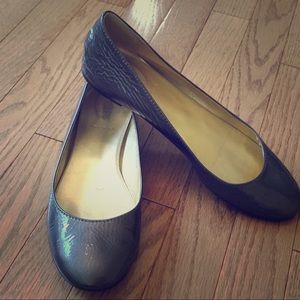 J crew pewter patent leather flats